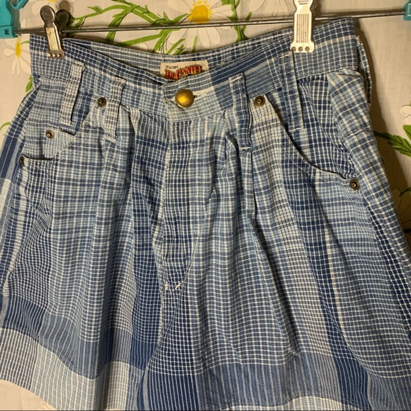 Vintage blue gingham patch high waist mom shorts - Picture 6 of 9